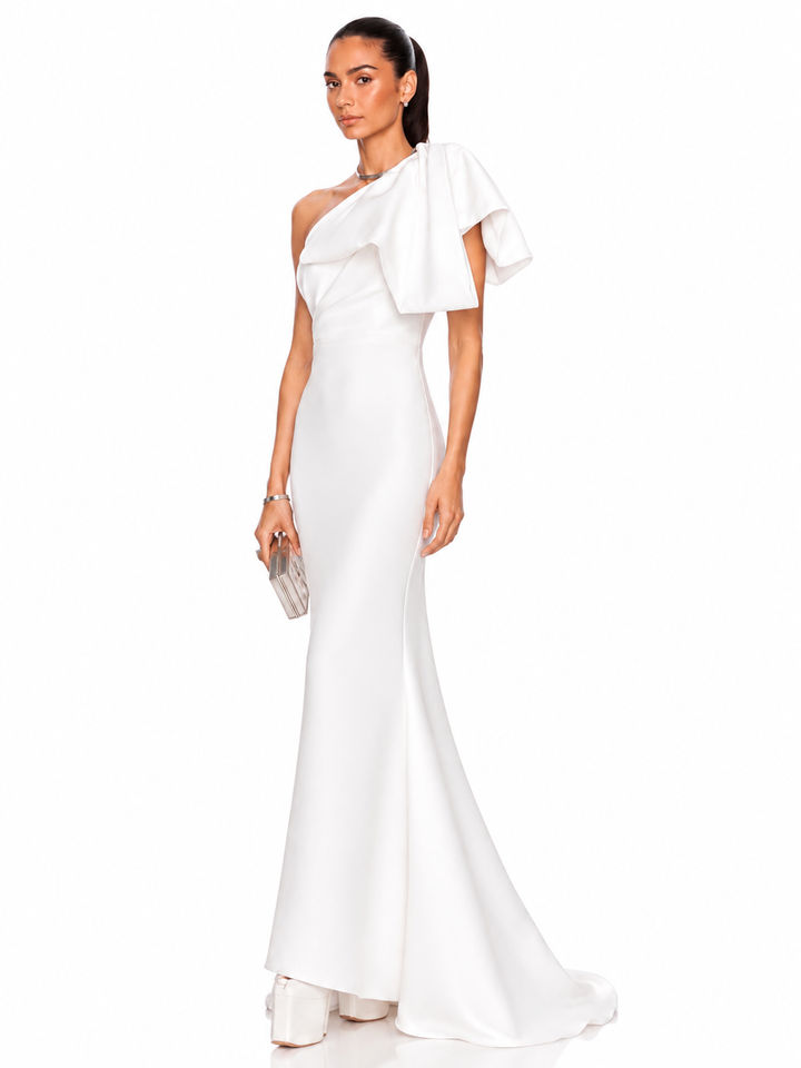 VIACO One-Shoulder Ruffled Evening Dress Gown