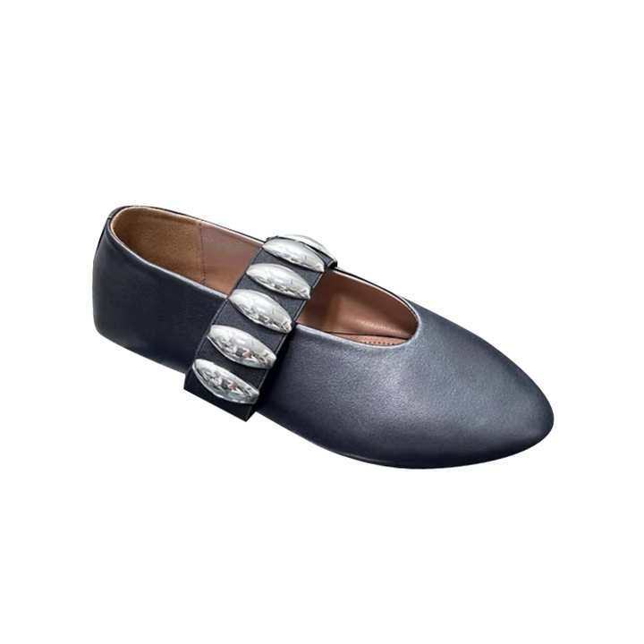 VIANN Metal Embellished Flat Ballet Shoes