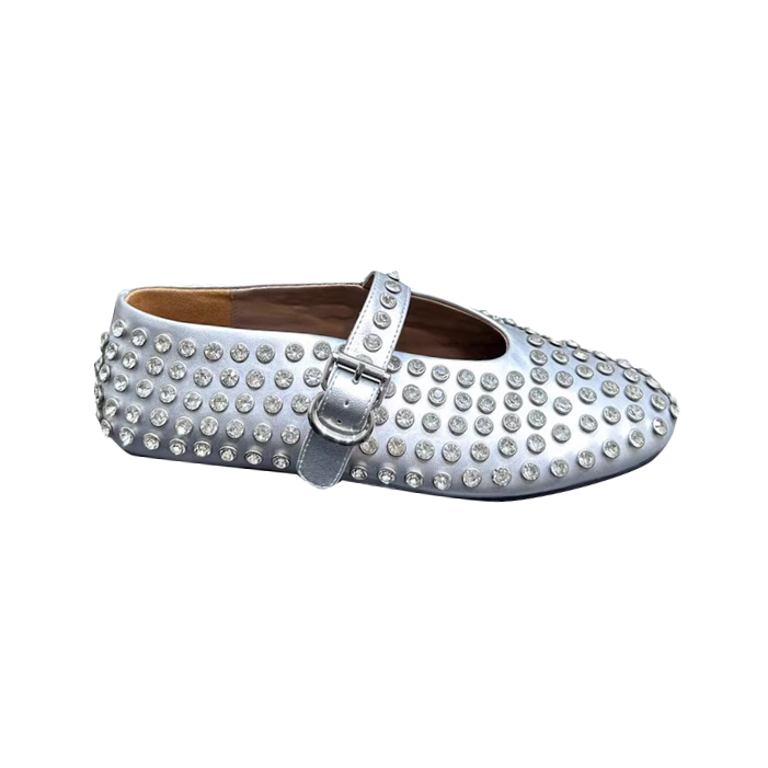 VIANN Diamante Flat Ballet Shoes