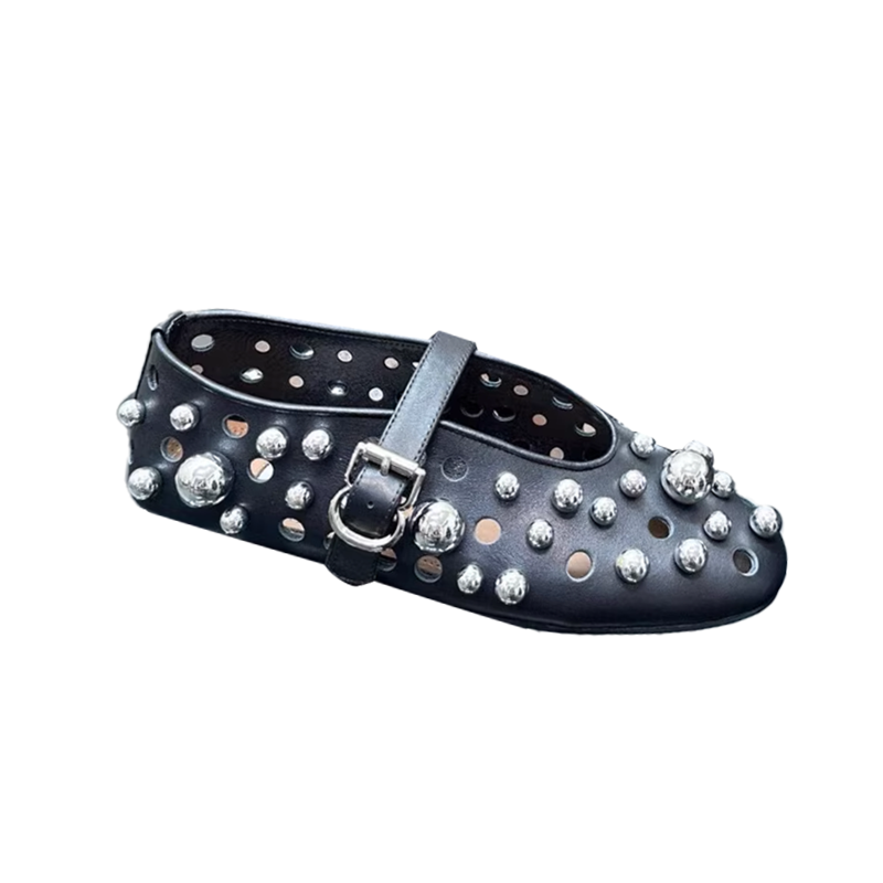 VIANN Metal Ball Flat Ballet Shoes