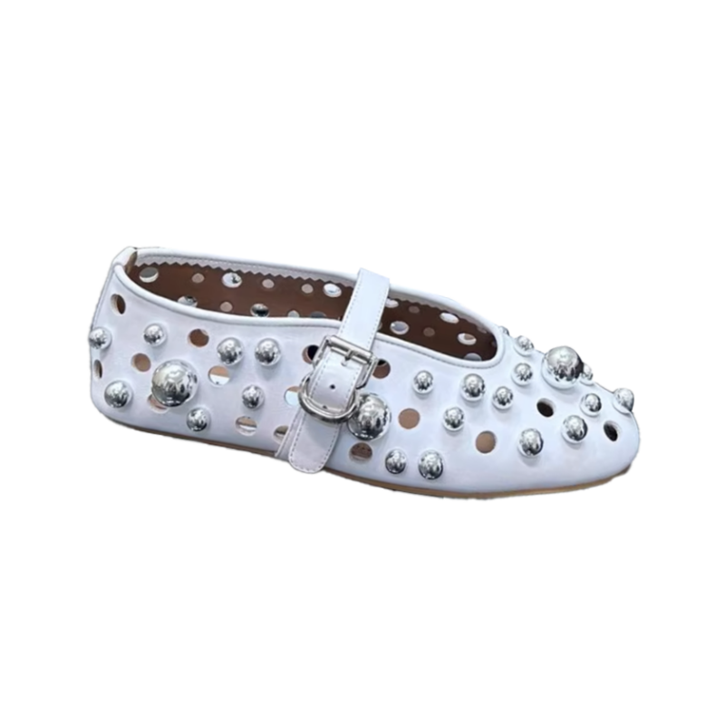 VIANN Metal Ball Flat Ballet Shoes