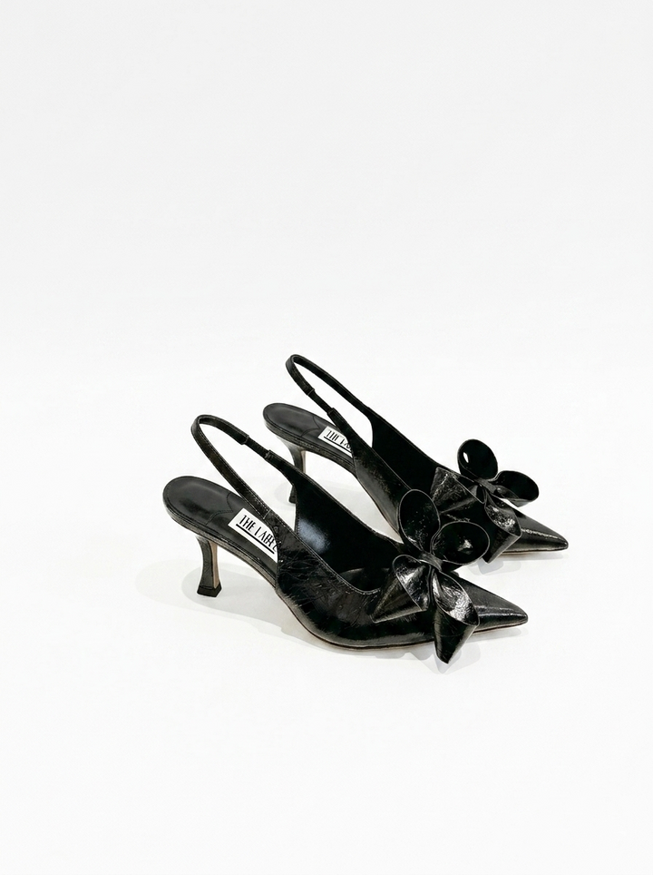 VINUE BOW SLINGBACK MID HEEL SANDALS