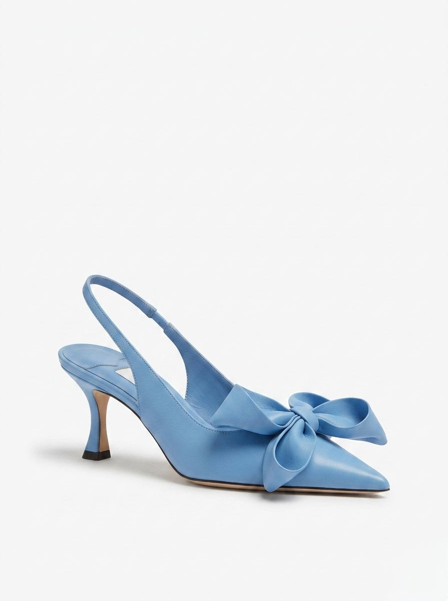 VINUE BOW SLINGBACK MID HEEL SANDALS