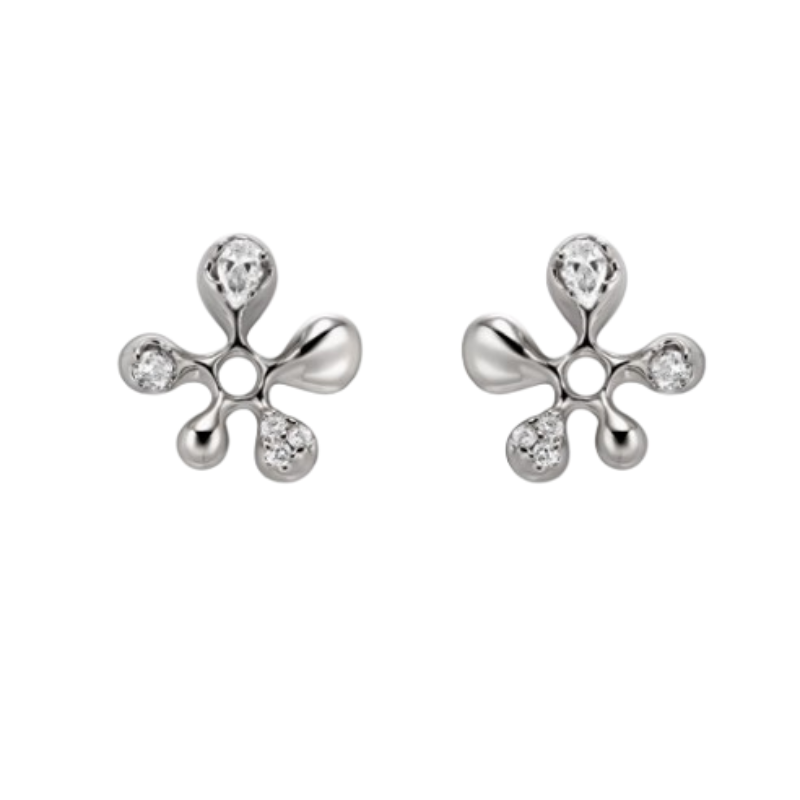 VOAFE Diamante Flower Earrings - Pair