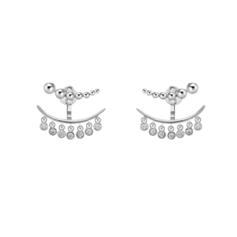 VOHAI Diamante Fringed Earrings - Pair