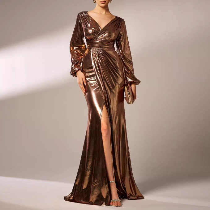 VOHIK Slip Maxi Evening Dress Gown
