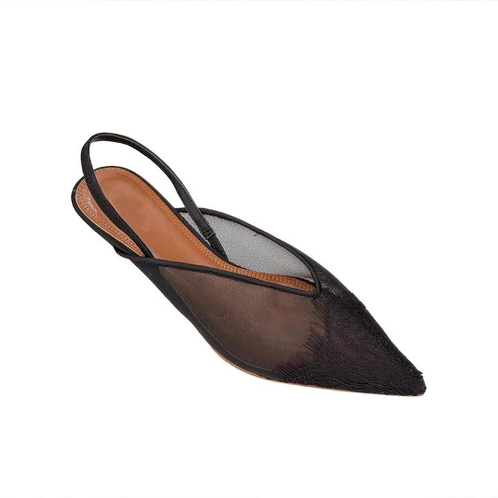VOLTE Lace Embellished Kitten Heel Sandals
