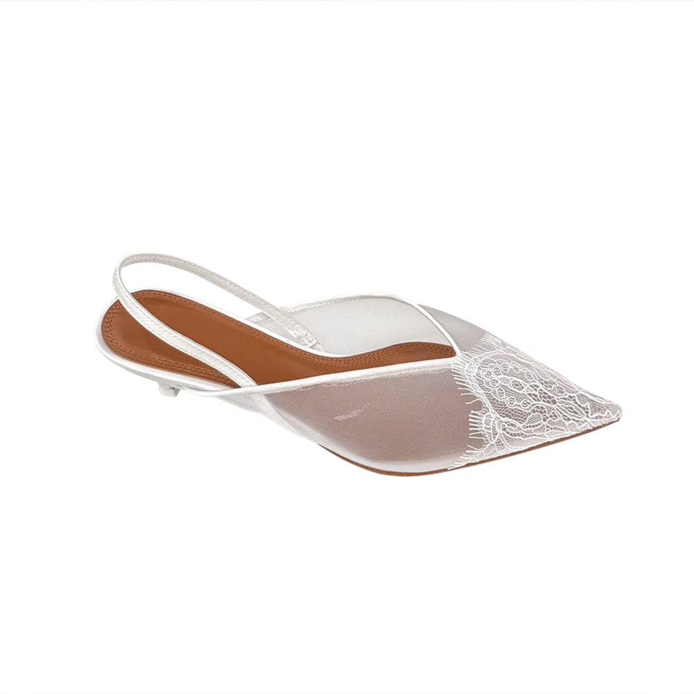 VOLTE Lace Embellished Kitten Heel Sandals