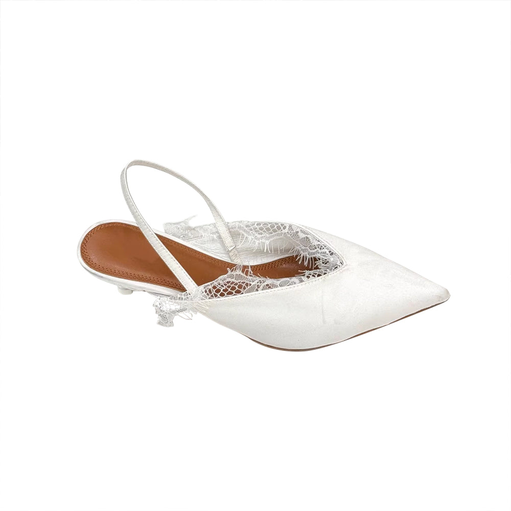 VOLTE Lace Embellished Kitten Heel Sandals