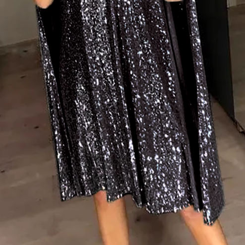 VOTHA Sequinned Cape Evening Dress Gown