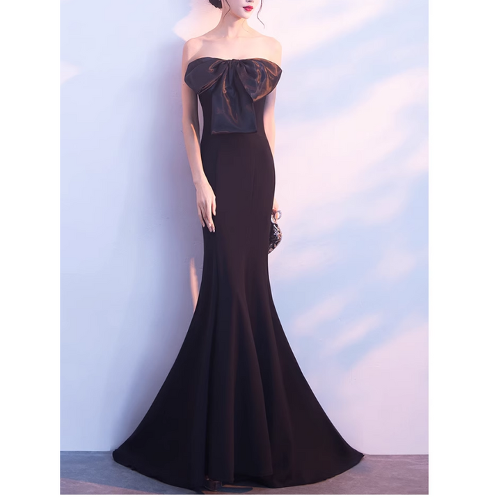 VUDFI Bow Tube Evening Dress Gown