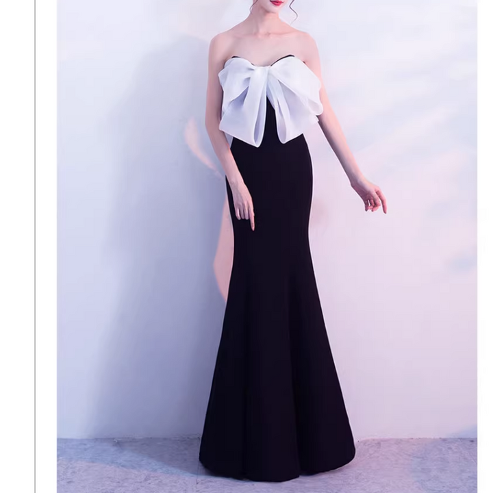VUDFI Bow Tube Evening Dress Gown