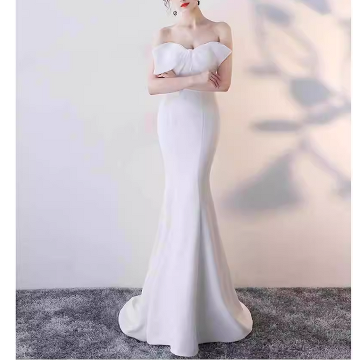 VUDFI Bow Tube Evening Dress Gown