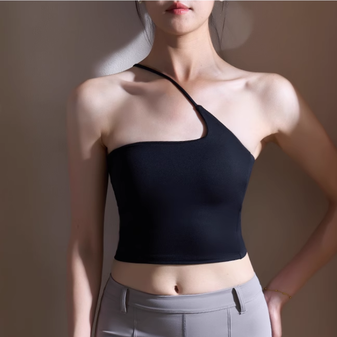 VUFRO Yoga Pilates Asymmetric Fitted Sports Bra