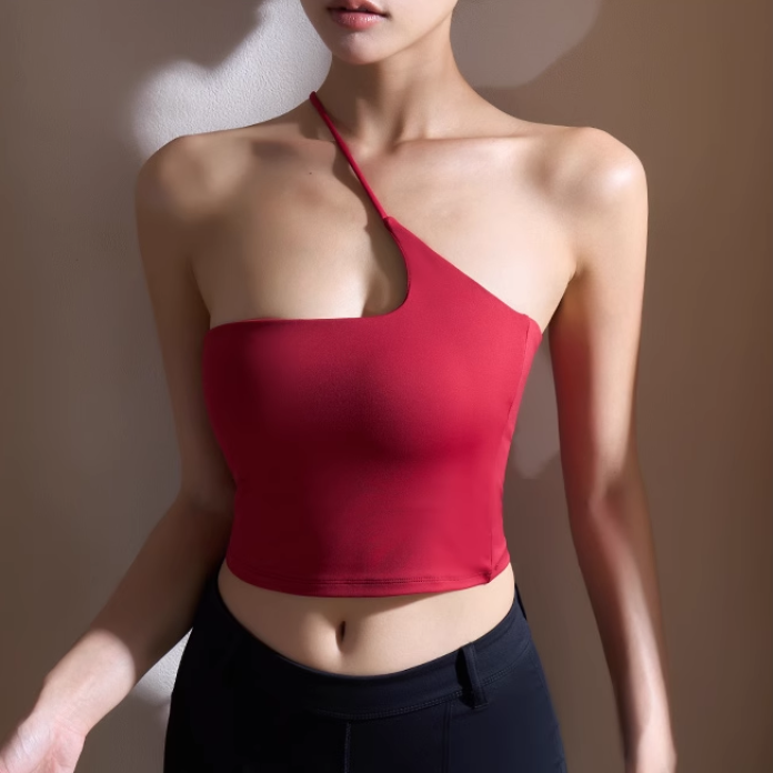 VUFRO Yoga Pilates Asymmetric Fitted Sports Bra