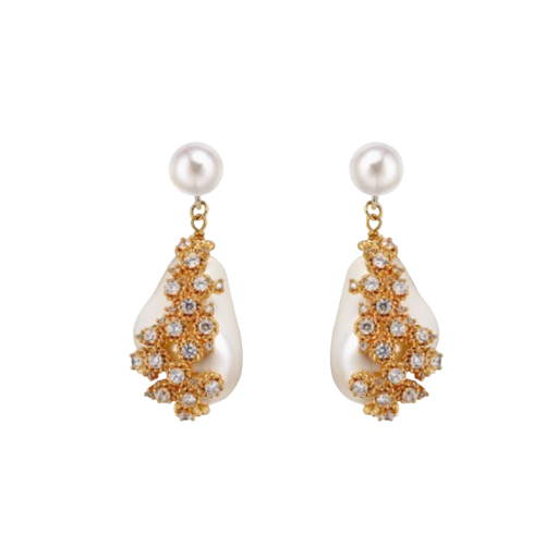 VUIRO Diamante And Pearl Earrings - Pair