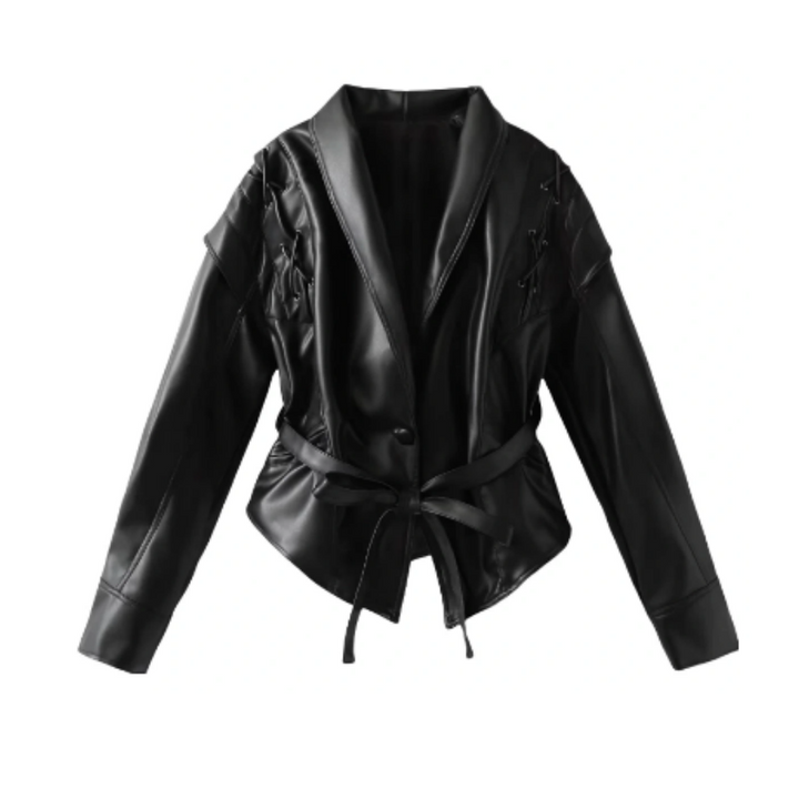 VUKRI Lace Up Leather Jacket