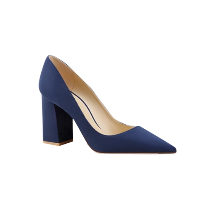 Fashion navy pumps block heel