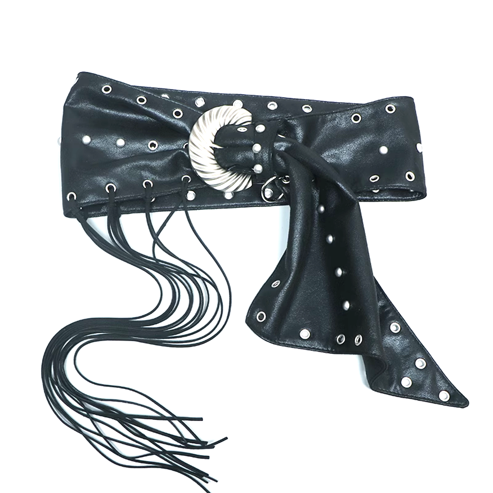 VURIK Studded And Fringed Girdle Belt