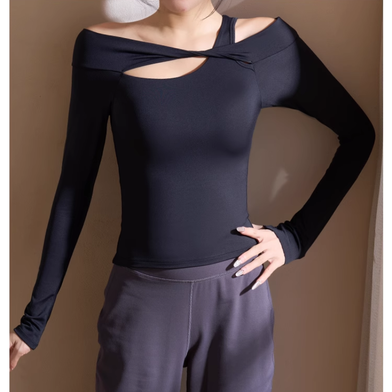 VUWEI Yoga Pilates Cut Out Fitted Fitness Top