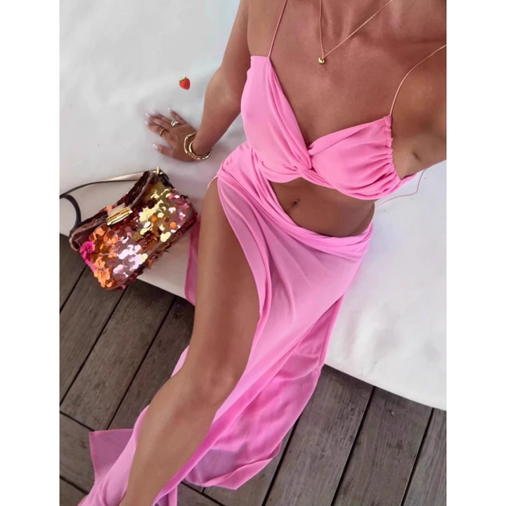 WEIRU Cut Out Slip Dress
