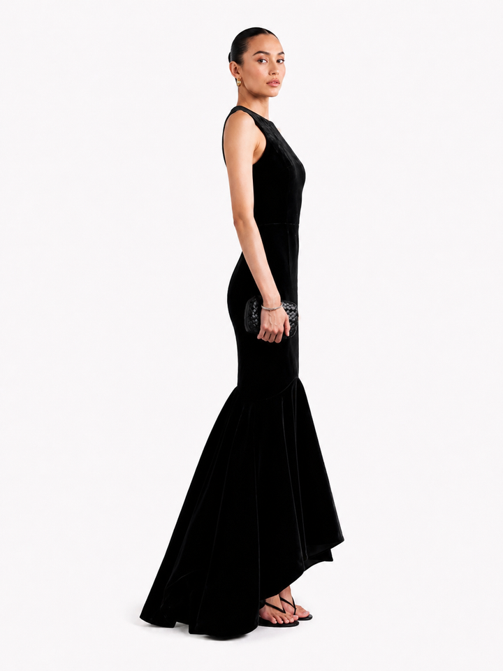 XUIVE Ruffled Hem Evening Dress Gown