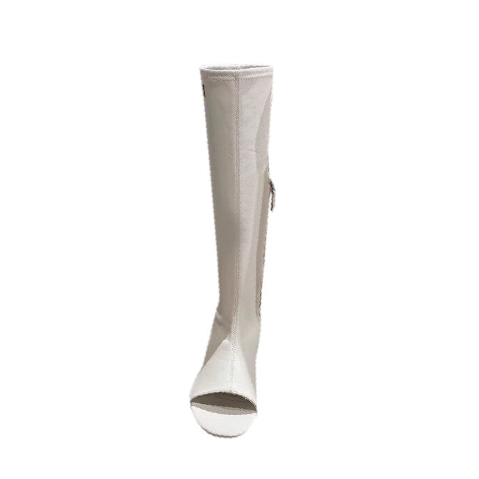 YANUI Kitten Heel Knee High Summer Boots