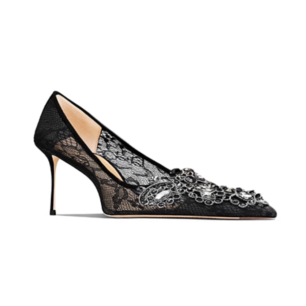 ZABOU Diamante Flower Mid Heel Sandals - 6cm