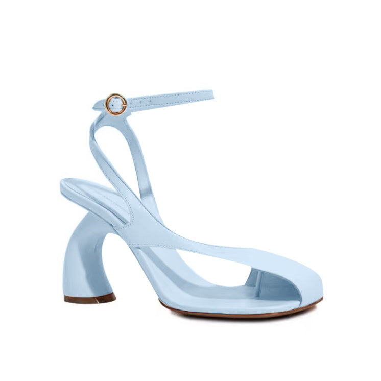 ZACIE Ankle Strap Curved Heel Sandals