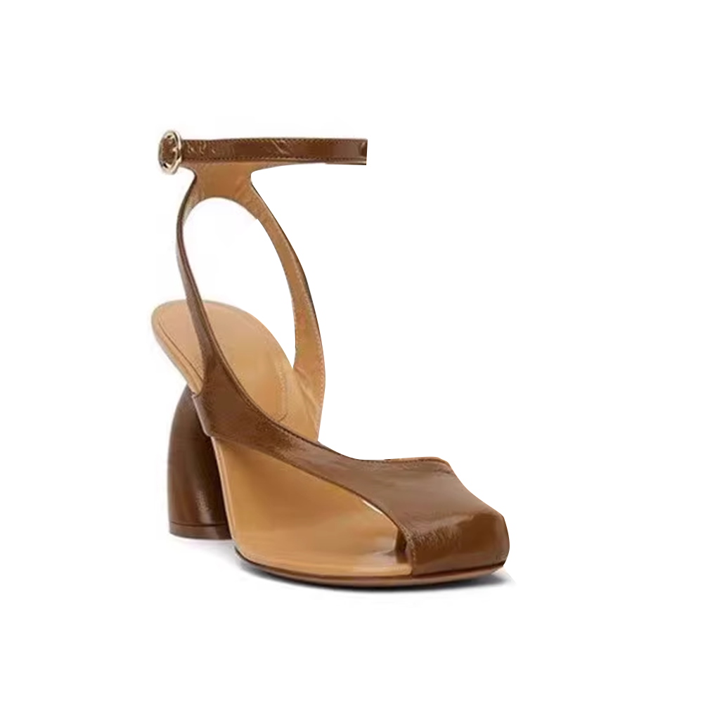 ZACIE Ankle Strap Curved Heel Sandals