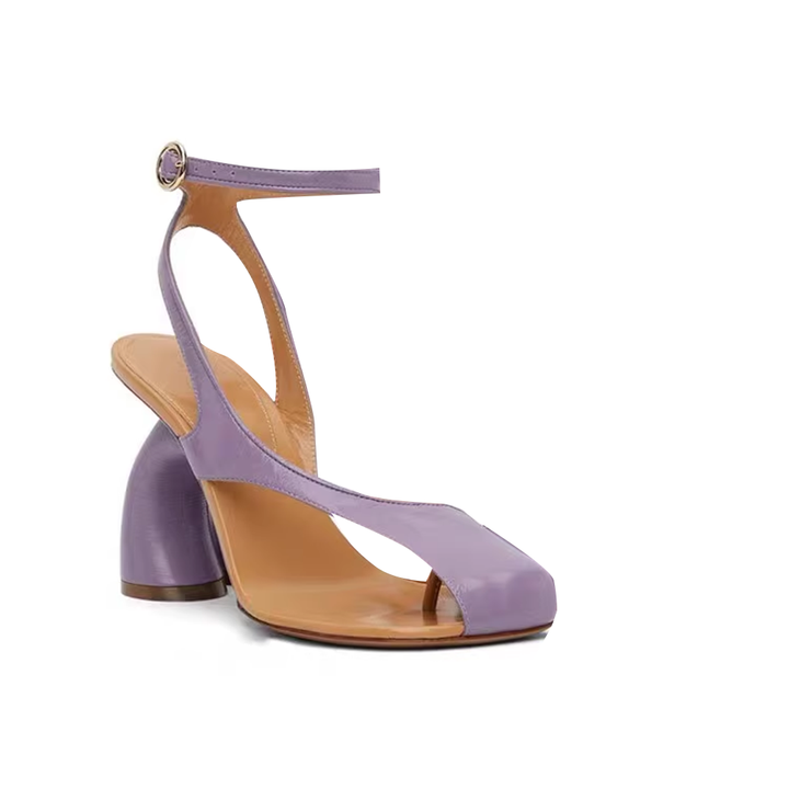 ZACIE Ankle Strap Curved Heel Sandals