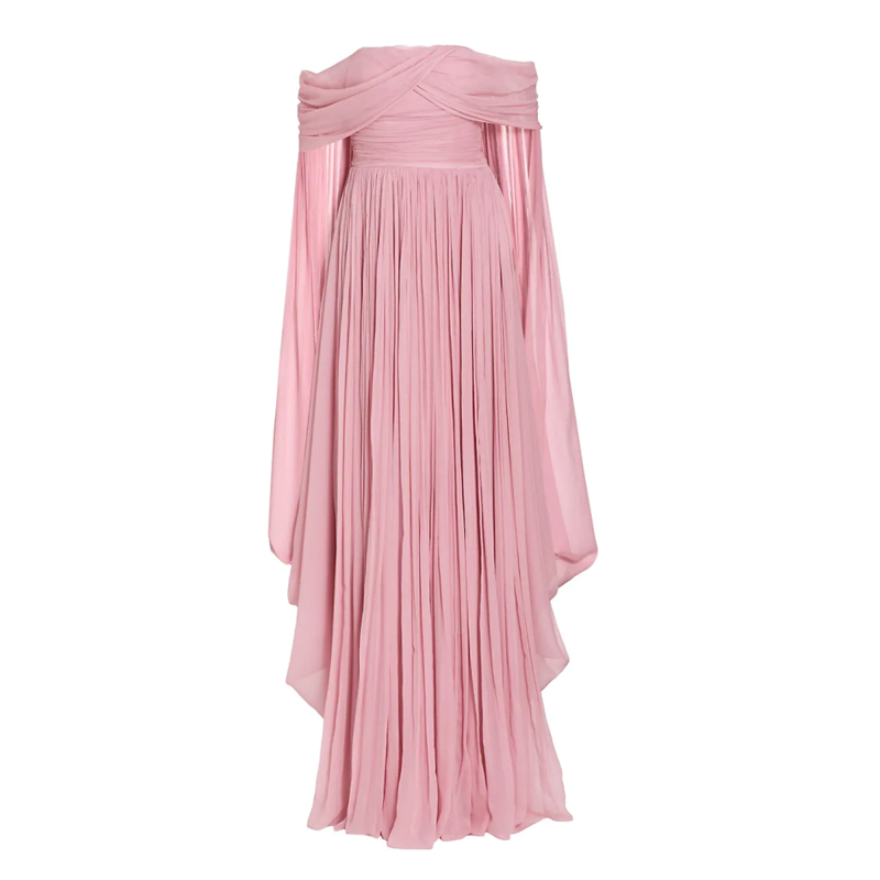 Pink ZARIC Off-Shoulder Slip Evening Dress Gown | i The Label – I The Label