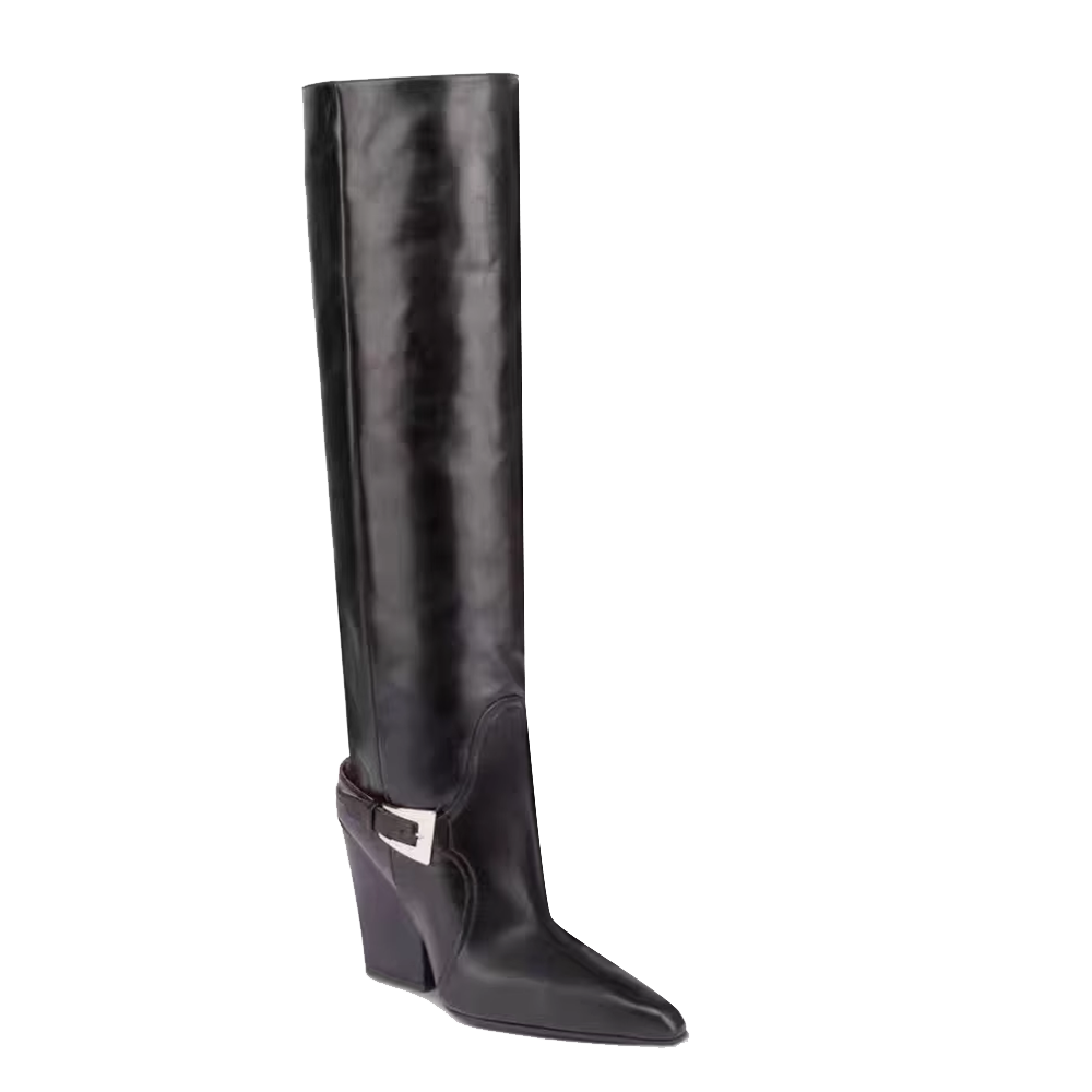 ZAVOR Buckled Block Heel Knee High Boots