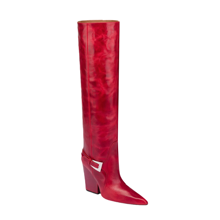 ZAVOR Buckled Block Heel Knee High Boots