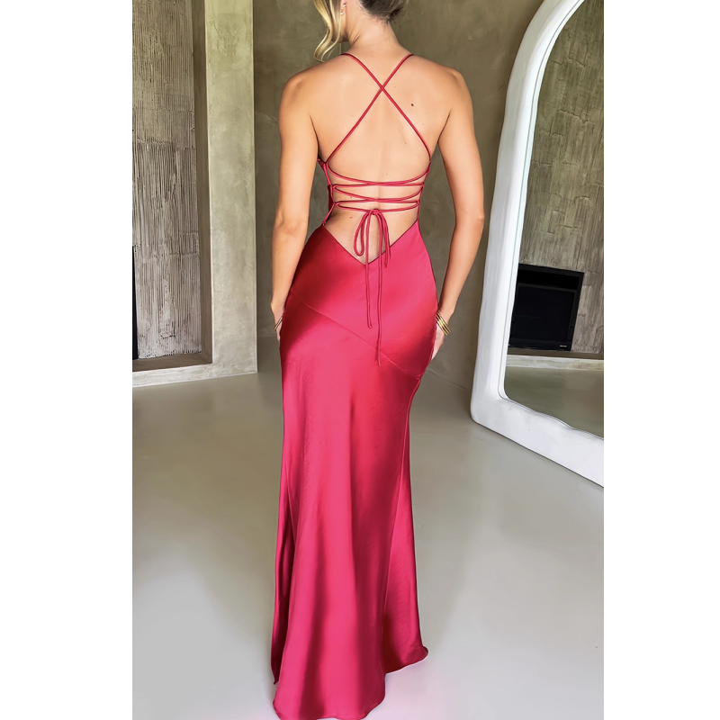 ZAVRO Cami Slip Evening Dress Gown