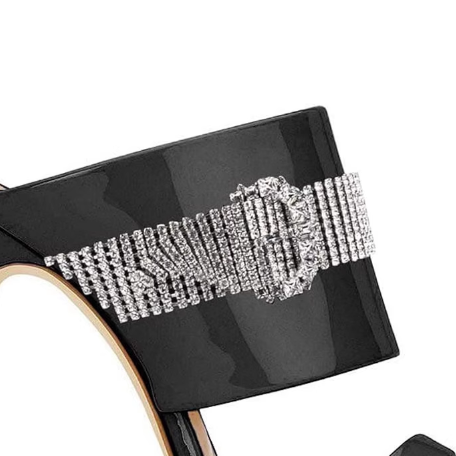 ZAVRU Diamante Patent Leather Mules Sandals
