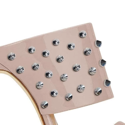 ZAVRU Studded Patent Leather Mules Sandals