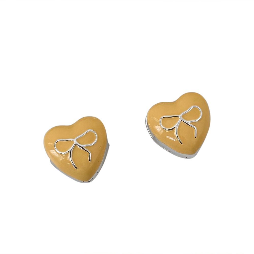 ZEHNU Bow Heart Ear Studs Earrings - Pair