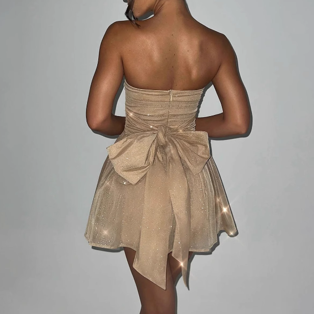ZOERU Bow Tube Evening Dress Gown