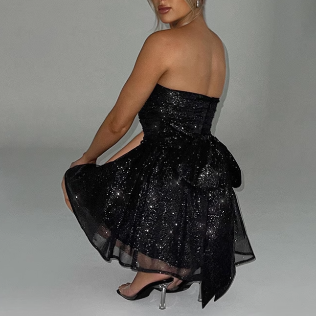 ZOERU Bow Tube Evening Dress Gown