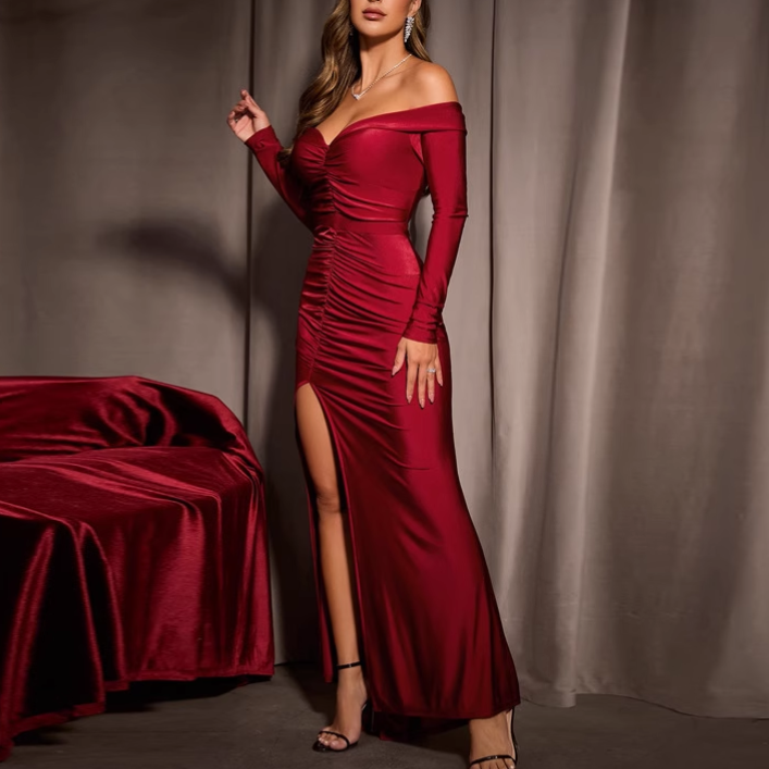 ZOVMI Off-Shoulder Slip Evening Dress Gown