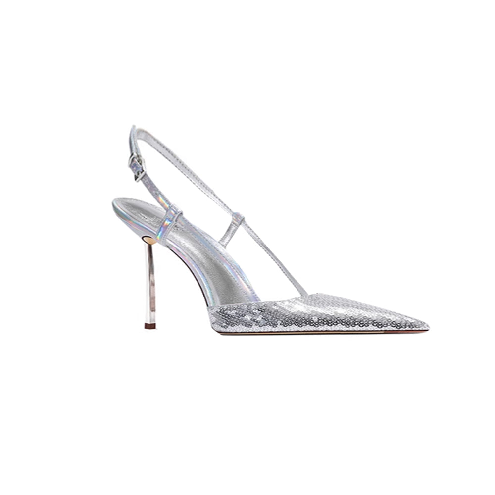 ZUBAI Sequinned Mid Heel Sandals - 6cm