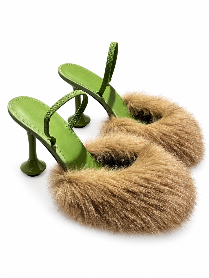 ZUOTI FUR HIGH HEEL SANDALS