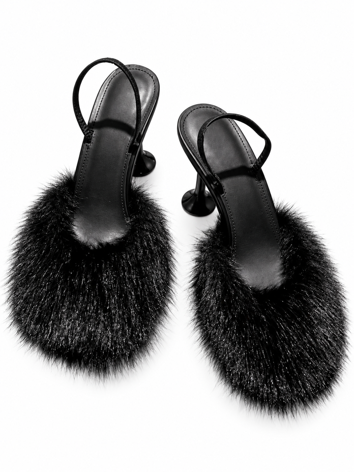 ZUOTI FUR HIGH HEEL SANDALS