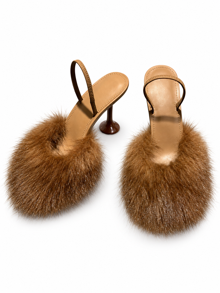 ZUOTI FUR HIGH HEEL SANDALS
