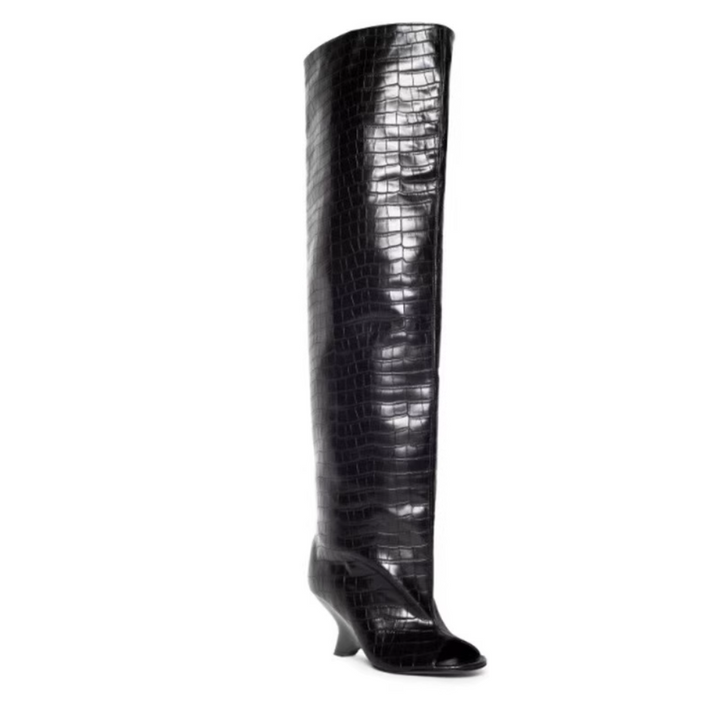 FLECI Sculptured Heel Knee High Boots - 6.5 CM