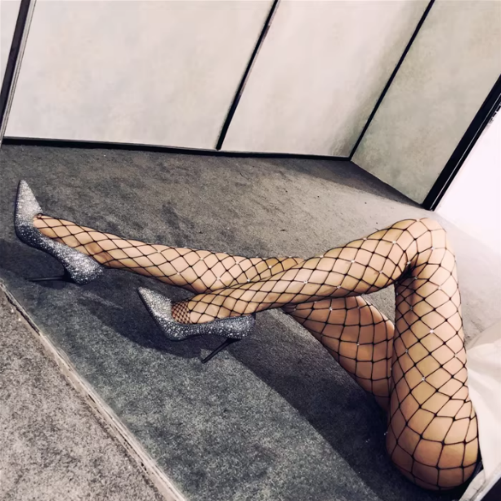 LIKIW Rhinestone-Embellished Pantyhose