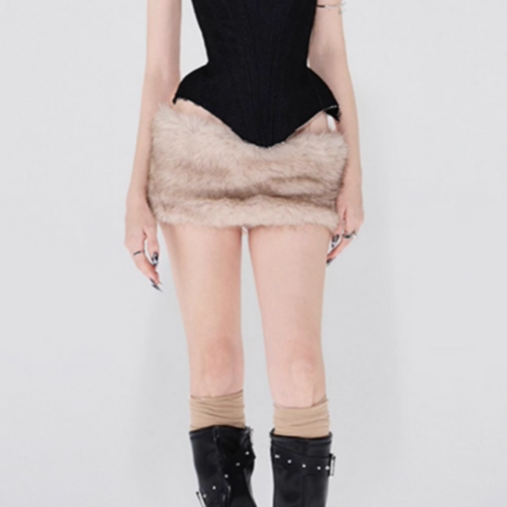 EMOJA Faux Fur Mini Skirt