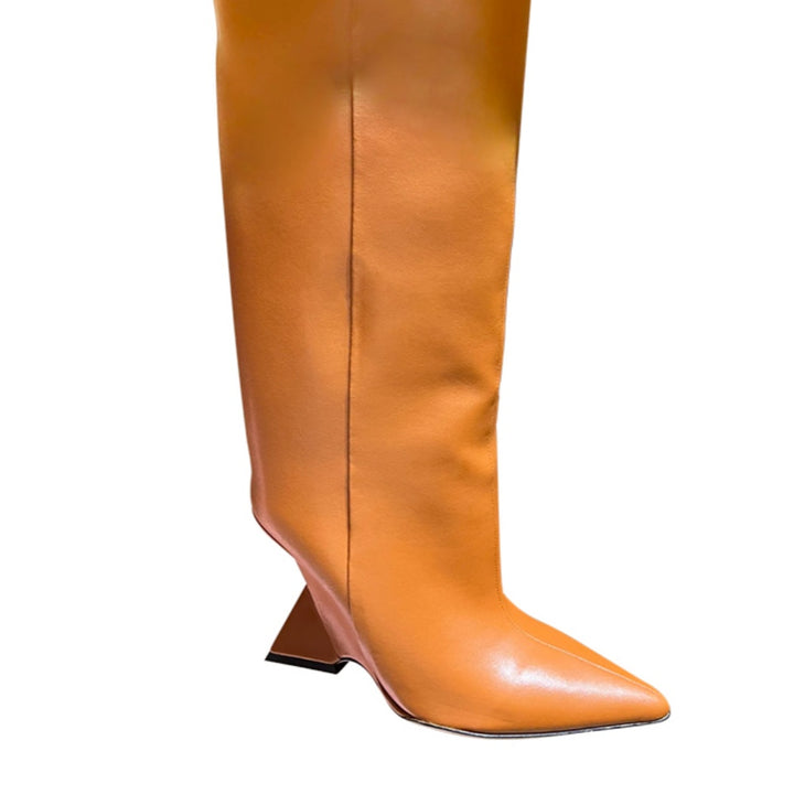 CHENS Sculptured Heel Knee High Boots