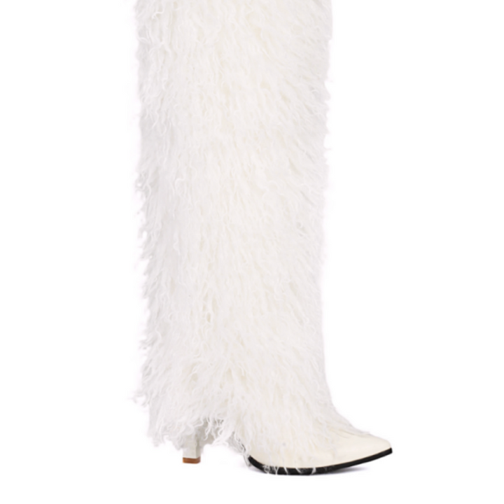 BISMO Leather And Fur Over The Knee High Boots